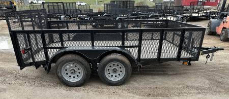 New 2025 Road Boss 83"x12' Bumper Pull w/3' Gate, Dove Tail & 2' Mesh Sides Utility Trailer