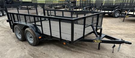 New 2025 Road Boss 83"x12' Bumper Pull w/3' Gate, Dove Tail & 2' Mesh Sides Utility Trailer