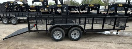 New 2026 Road Boss 83"x16' Bumper Pull w/4' Gate & 2' Mesh Sides Utility Trailer