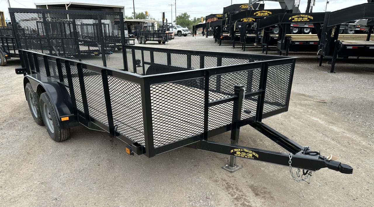 New 2025 Road Boss 83"x14' Bumper Pull w/4' Gate & 2' Mesh Sides Utility Trailer
