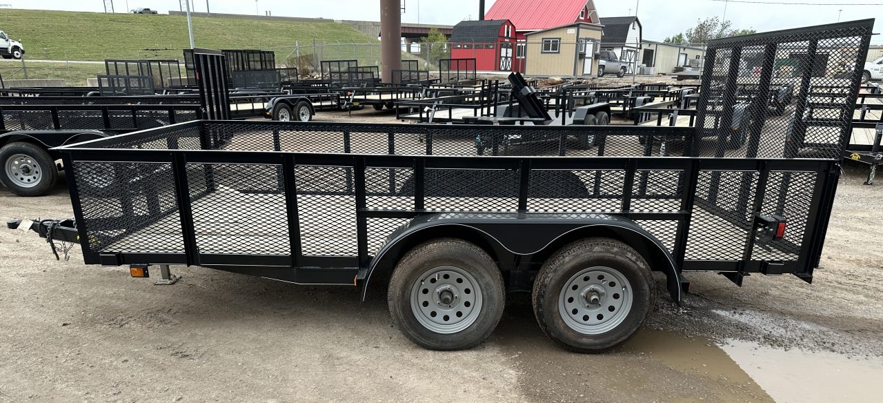 New 2025 Road Boss 83"x14' Bumper Pull w/4' Gate & 2' Mesh Sides Utility Trailer