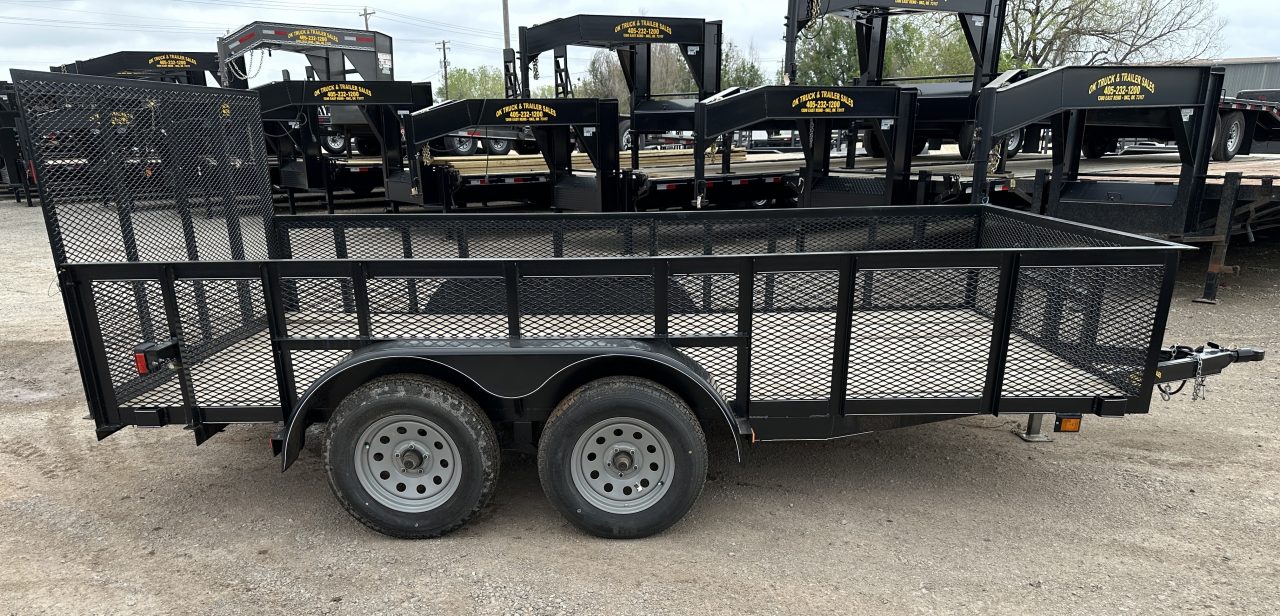 New 2025 Road Boss 83"x14' Bumper Pull w/4' Gate & 2' Mesh Sides Utility Trailer