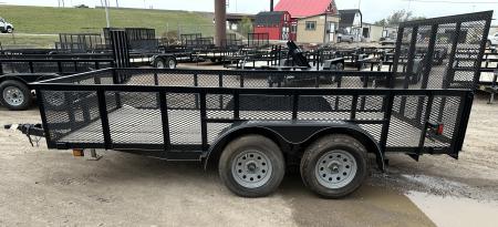 New 2025 Road Boss 83"x14' Bumper Pull w/4' Gate & 2' Mesh Sides Utility Trailer