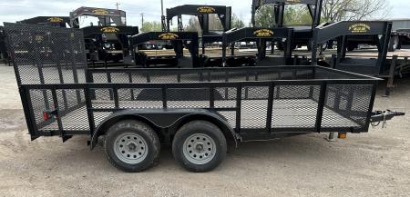 New 2025 Road Boss 83"x14' Bumper Pull w/4' Gate & 2' Mesh Sides Utility Trailer