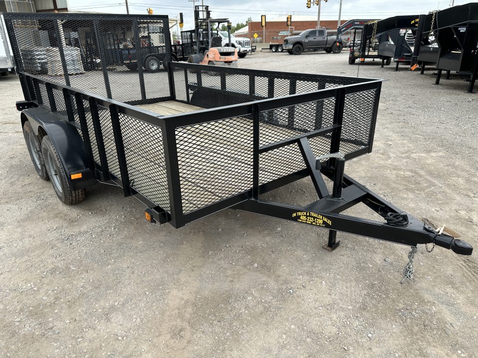 New 2025 Road Boss 83"x12' Bumper Pull w/4' Gate & 2' Mesh Sides Utility Trailer