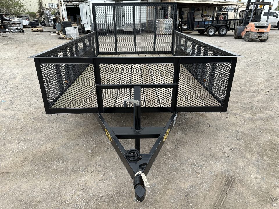 New 2025 Road Boss 83"x12' Bumper Pull w/4' Gate & 2' Mesh Sides Utility Trailer