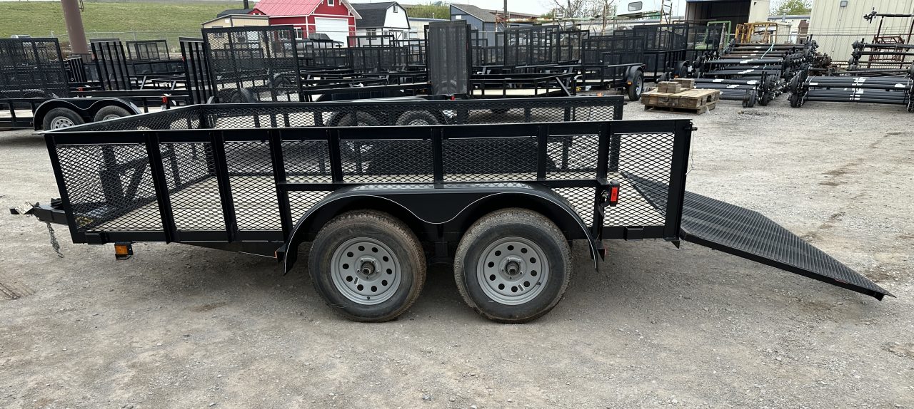 New 2025 Road Boss 83"x12' Bumper Pull w/4' Gate & 2' Mesh Sides Utility Trailer