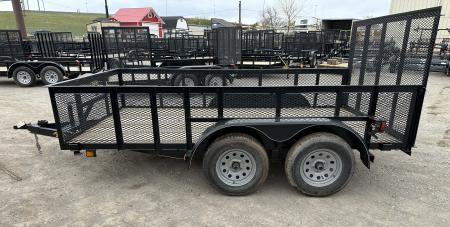 New 2025 Road Boss 83"x12' Bumper Pull w/4' Gate & 2' Mesh Sides Utility Trailer