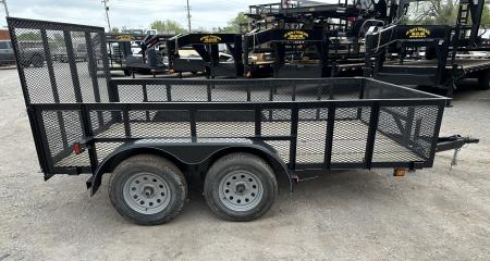 New 2025 Road Boss 83"x12' Bumper Pull w/4' Gate & 2' Mesh Sides Utility Trailer