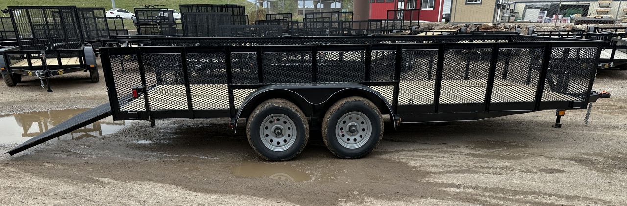New 2026 Road Boss 83"x18' Bumper Pull w/4' Gate, 2' Mesh Sides & 4" Frames Utility Trailer