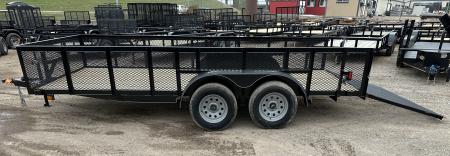 New 2026 Road Boss 83"x16' Bumper Pull w/4' Gate & 2' Mesh Sides Utility Trailer