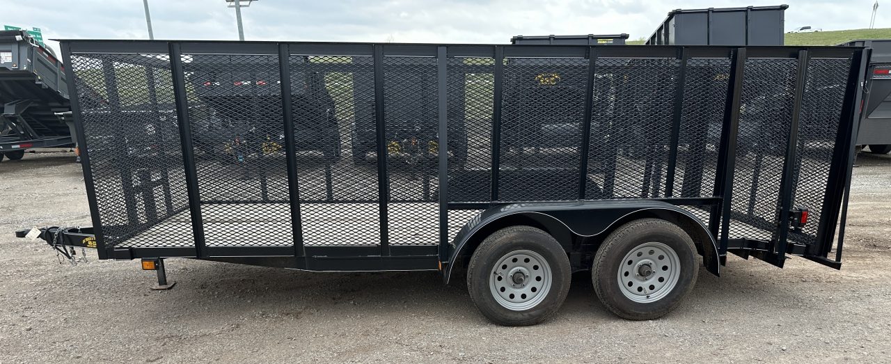 New 2025 Road Boss 83"x16' Bumper Pull w/4' Gate, Dove Tail & 4' Mesh Sides Utility Trailer