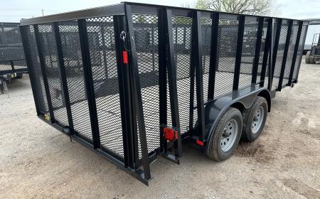 New 2025 Road Boss 83"x16' Bumper Pull w/4' Gate, Dove Tail & 4' Mesh Sides Utility Trailer