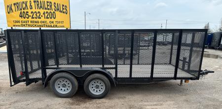New 2025 Road Boss 83"x16' Bumper Pull w/4' Gate, Dove Tail & 4' Mesh Sides Utility Trailer
