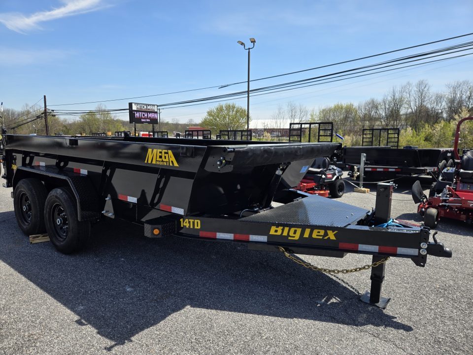 New 7 x 14 Big Tex Low Pro 14TD Telescopic Dump Trailer 15.4K****MEGA HOIST Lift, 7 Gauge Floor, Batt Charger, Stab. Jacks