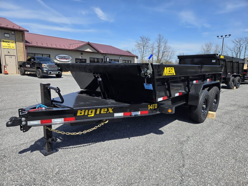 New 7 x 14 Big Tex Low Pro 14TD Telescopic Dump Trailer 15.4K****MEGA HOIST Lift, 7 Gauge Floor, Batt Charger, Stab. Jacks