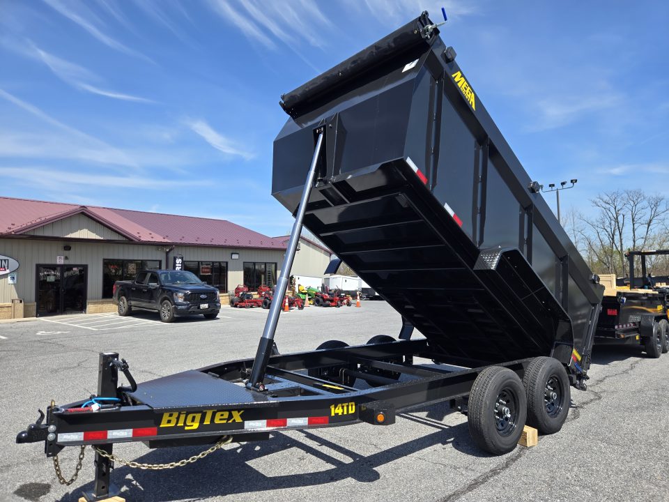 New 7 x 14 Big Tex Low Pro 14TD 4' High Sides Telescopic Dump Trailer 15.4K****MEGA HOIST Lift, 7 Gauge Floor, Batt Charger, Stab Jacks