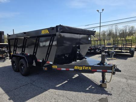 New 7 x 14 Big Tex Low Pro 14TD 4' High Sides Telescopic Dump Trailer 15.4K****MEGA HOIST Lift, 7 Gauge Floor, Batt Charger, Stab Jacks