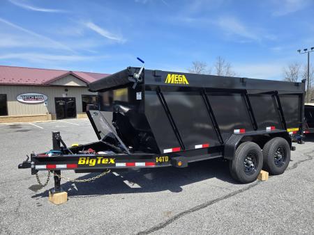 New 7 x 14 Big Tex Low Pro 14TD 4' High Sides Telescopic Dump Trailer 15.4K****MEGA HOIST Lift, 7 Gauge Floor, Batt Charger, Stab Jacks