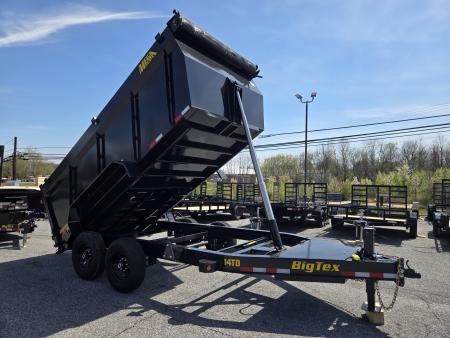 New 7 x 14 Big Tex Low Pro 14TD 4' High Sides Telescopic Dump Trailer 15.4K****MEGA HOIST Lift, 7 Gauge Floor, Batt Charger, Stab Jacks