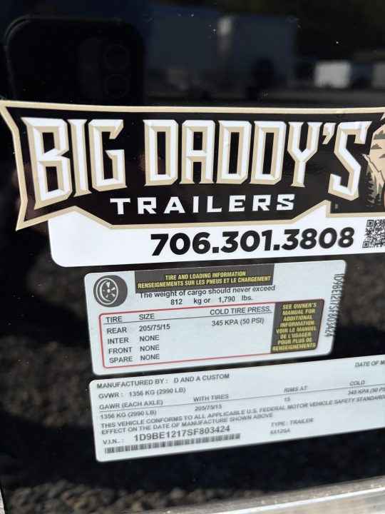 Used 2025 Big Daddy's Edition 6X12 Enclosed Trailer With 6' 6" Interior, Blackout, Single Axle, Polycor