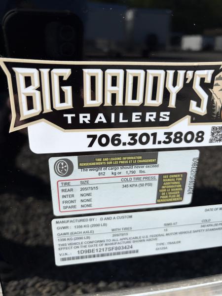 Used 2025 Big Daddy's Edition 6X12 Enclosed Trailer With 6' 6" Interior, Blackout, Single Axle, Polycor