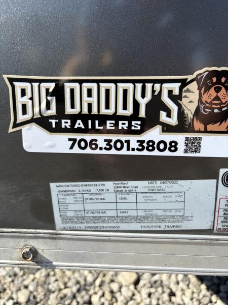 Used 2022 Haul-About 7X14 Enclosed Trailer, 7' 6" Interior Height, Cargo Bran Doors, 7K GVWR