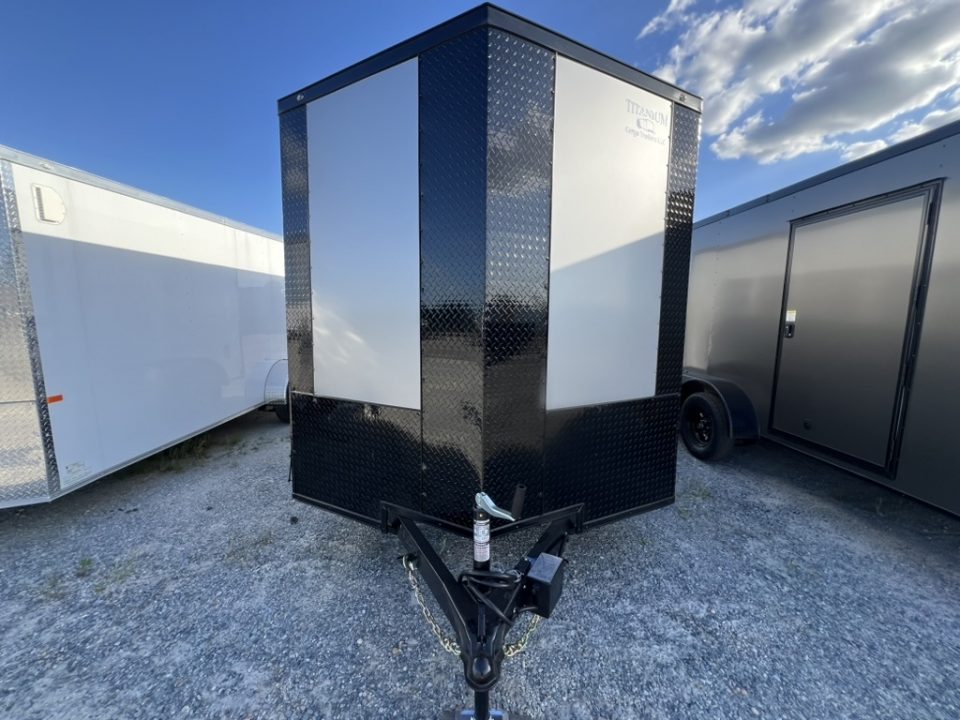 New 2026 Titanium 7x14 TA Enclosed Cargo Trailer Silver Polycore Blackout Package