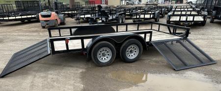 New 2024 Road Boss 83"x14' Bumper Pull w/4' Rear Gate & 4' Side Gate ATV Trailer