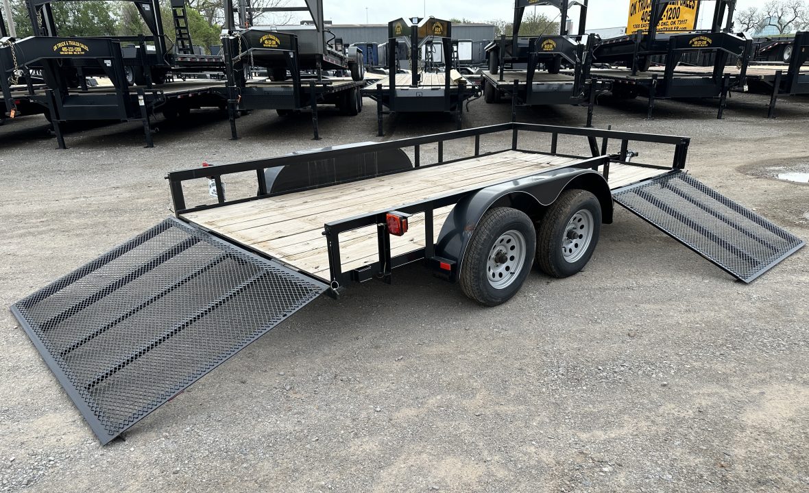 New 2024 Road Boss 83"x14' Bumper Pull w/4' Rear Gate & 4' Side Gate ATV Trailer