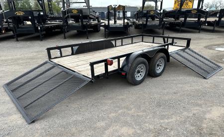New 2024 Road Boss 83"x14' Bumper Pull w/4' Rear Gate & 4' Side Gate ATV Trailer