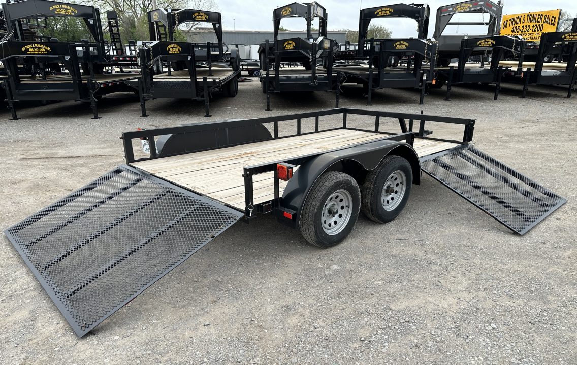 New 2024 Road Boss 83"x12' Bumper Pull w/4' Rear Gate & 4' Side Gate ATV Trailer