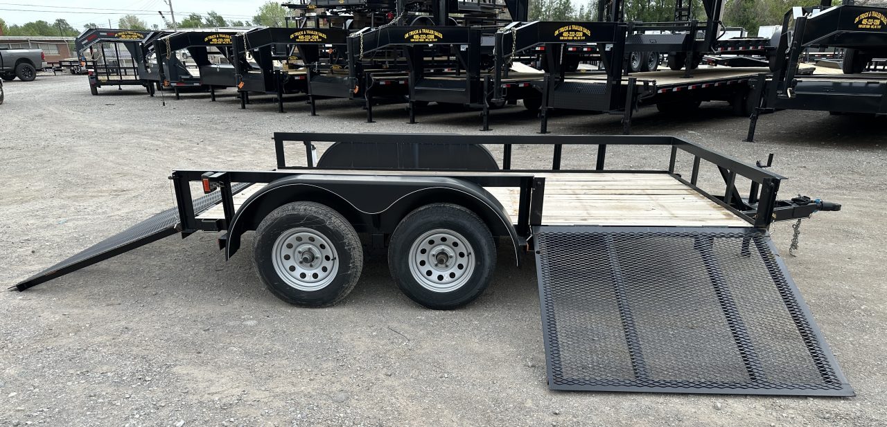 New 2024 Road Boss 83"x12' Bumper Pull w/4' Rear Gate & 4' Side Gate ATV Trailer