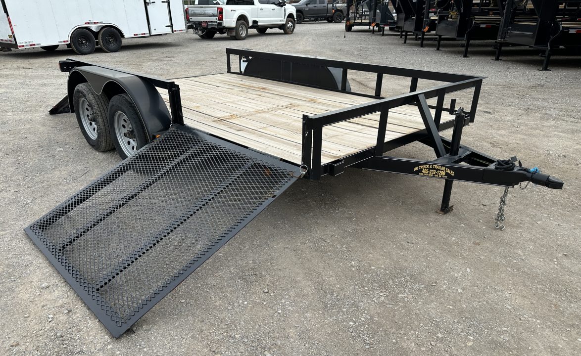New 2024 Road Boss 83"x12' Bumper Pull w/4' Rear Gate & 4' Side Gate ATV Trailer