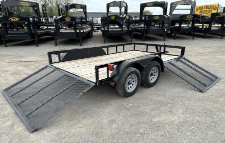 New 2024 Road Boss 83"x12' Bumper Pull w/4' Rear Gate & 4' Side Gate ATV Trailer