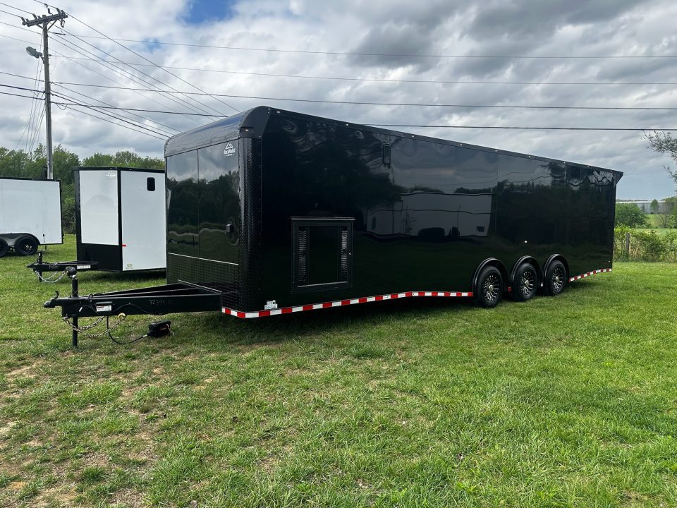 New 2026 Rock Solid Cargo 8.5x32 Race Trailer-Finished Interior-Triple 7000 TORSIONS -FLAT FRONT-24ft Awning