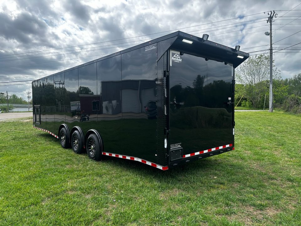 New 2026 Rock Solid Cargo 8.5x32 Race Trailer-Finished Interior-Triple 7000 TORSIONS -FLAT FRONT-24ft Awning