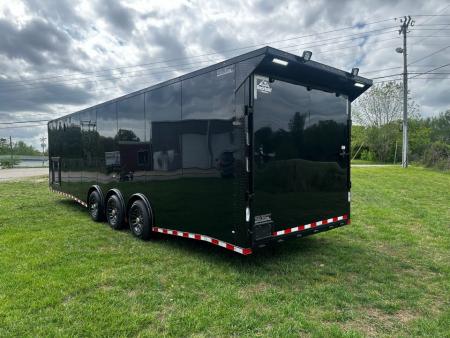 New 2026 Rock Solid Cargo 8.5x32 Race Trailer-Finished Interior-Triple 7000 TORSIONS -FLAT FRONT-24ft Awning