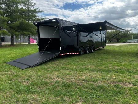 New 2026 Rock Solid Cargo 8.5x32 Race Trailer-Finished Interior-Triple 7000 TORSIONS -FLAT FRONT-24ft Awning