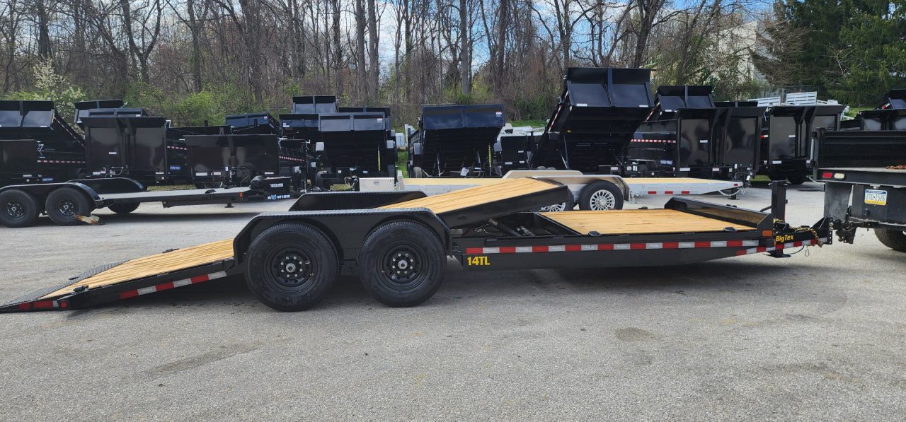 New 7 x 22 (16+6) Big Tex 14TL Tilt Bed Equipment Trailer, 14k GVWR **6' Stationary Deck, Removable Fenders, Adj. Hyd. Dampener