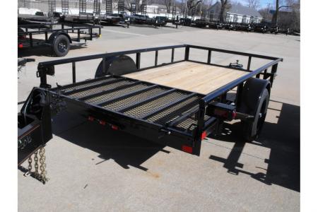 New Utility Trailer 77 X 12 Pipe Rail Top Rear Spring Assisted Gate