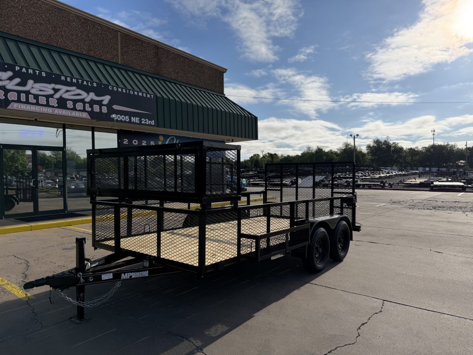 New #144165 2026 MP CUSTOMS 14 X 83 TANDEM AXLE ANGLE TOP 7K LANDSCAPE TRAILER W/ 2' SIDES