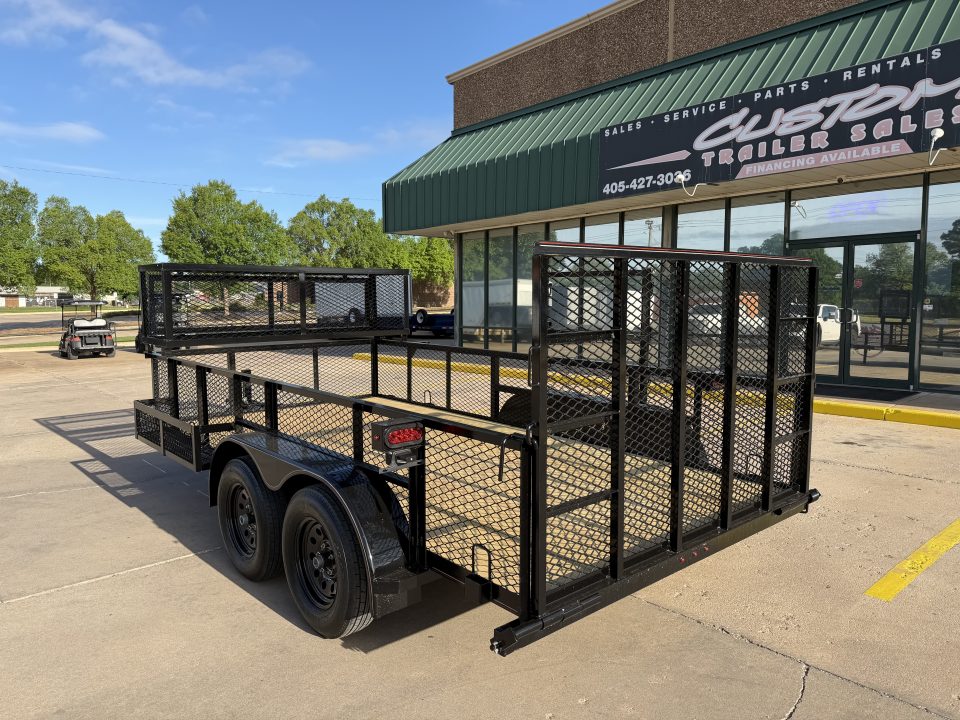 New #144165 2026 MP CUSTOMS 14 X 83 TANDEM AXLE ANGLE TOP 7K LANDSCAPE TRAILER W/ 2' SIDES