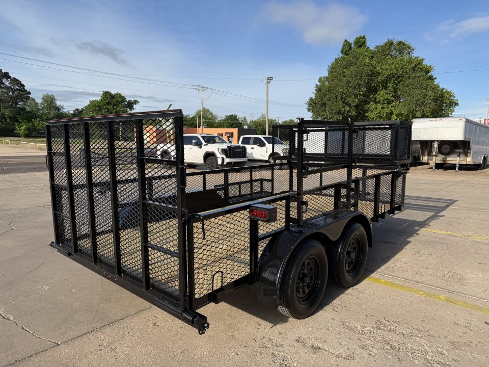 New #144165 2026 MP CUSTOMS 14 X 83 TANDEM AXLE ANGLE TOP 7K LANDSCAPE TRAILER W/ 2' SIDES