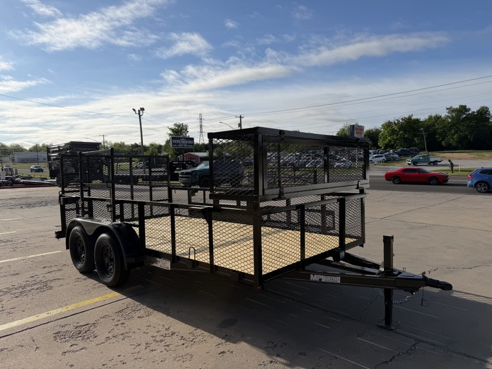 New #144165 2026 MP CUSTOMS 14 X 83 TANDEM AXLE ANGLE TOP 7K LANDSCAPE TRAILER W/ 2' SIDES