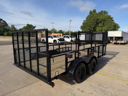 New #144165 2026 MP CUSTOMS 14 X 83 TANDEM AXLE ANGLE TOP 7K LANDSCAPE TRAILER W/ 2' SIDES