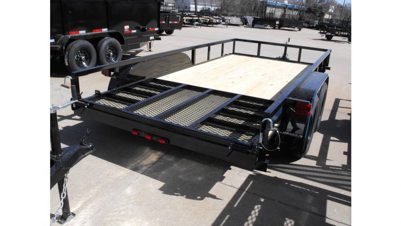 New Utility Trailer 77" X 14 Tube Top Rear LAY-N-TAIL GATE Brakes