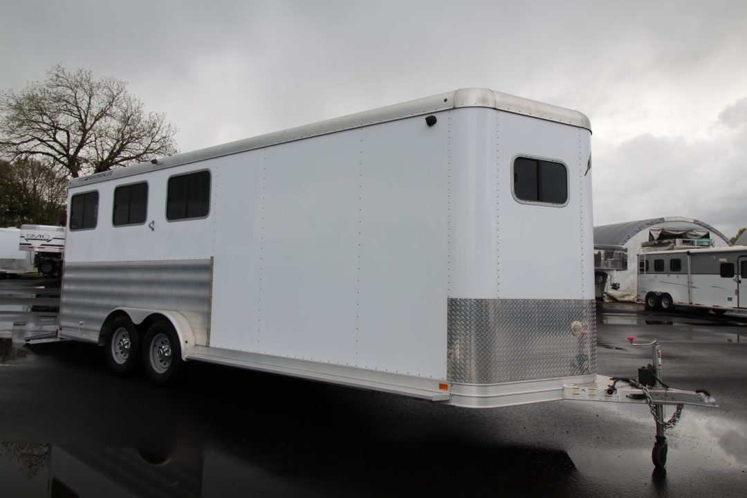 Used 2020 Featherlite 7'6" Tall & Wide Warmblood- XL Tack Room - Many Features! 3 Horse Trailer