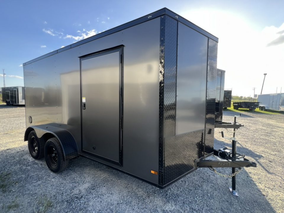 New 2026 Titanium 7x14 TA Enclosed Cargo Trailer Charcoal Polycore Blackout Package