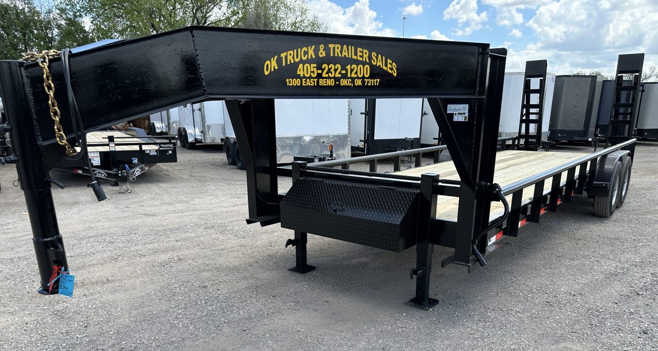New 2026 Road Boss 83x24 Gooseneck Lowstyle Pipe rail, Stand Ups & 8ks Equipment Trailer